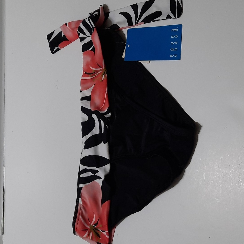 NWT SESSA PINK/WHITE/BLACK/FLORAL  SWIM BOTTOM SZ S
